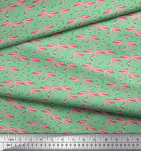 Soimoi pamuk dres tkanina trava & amp ;Flamingo ptica štampana tkanina 1 dvorište 58 inča širine