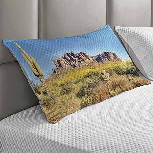 AMBESONNE SAGUARO Quilted jastuk, cvjetajući BRITHILLBUSH suverlijeg divljine od planine Phoenix View, standardni