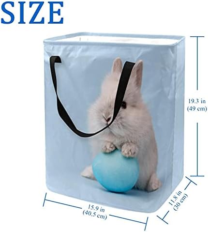 NDKMEHFOJ Uskršnji zec sa plavo oslikanim korpama za veš za jaja vodootporni Sorter za prljavu odeću sklopiva mekana ručka šarena za kućne odvojive nosače