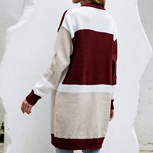 Nokmopo zimski kaputi za žene modni temperament casual patchwork u boji kardigan s dugim rukavima za pletenje
