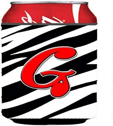 Caroline's CJ1024-GCC slovo G Početni monogram - Zebra crvena limenka ili boca Hugger, može li hladnije