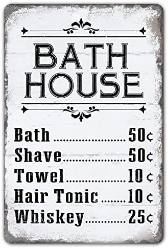 Valori House Cjenik Znak Vintage Metal Sign Decor znakovi za tuš s brijanjem Kuća Rustikalni ukras kupaonice