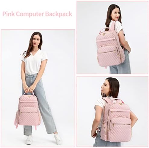 seyfocnia putni ruksak za žene, Carry On ruksak Flight odobreni 17,3 inčni ruksak za Laptop sa USB priključkom za punjenje radni ruksak računarski ruksak Casual Daypack ruksaci-Pink