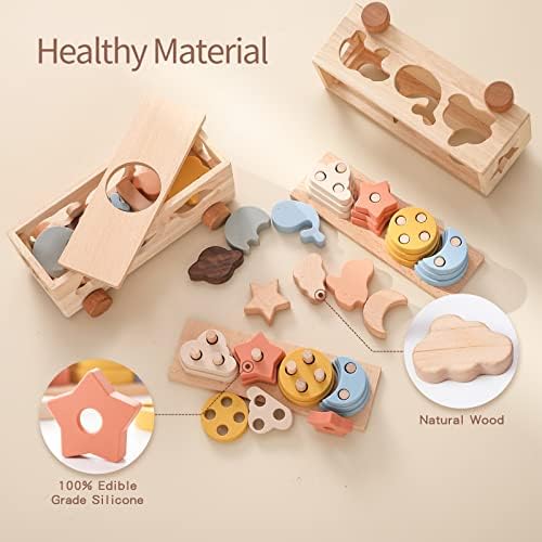 Drvene Montessori igračke sa silikonom sortiranjem igračaka za dečki devojčica i dečko u obliku drveta Sorter
