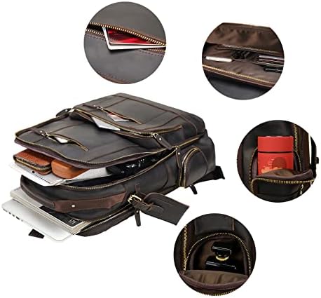 UBANT kožni ruksak za muškarce, 17,3 inčni ruksak za Laptop muški starinski kožni ruksak od punog zrna velikog