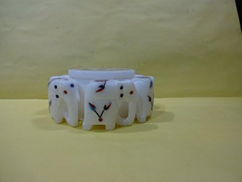 craftslook nakit od bijelog mramora prsten kutija mozaik slonova cvjetni umetak radni pokloni 4x4 inča
