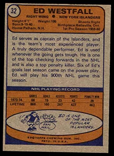 1974 FAPPS # 32 ed Westfall New York Islanders Bivše Islanders