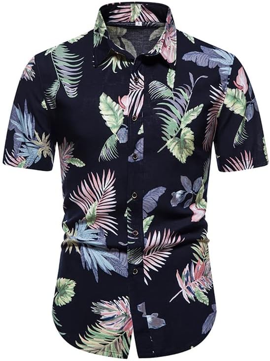 Kissqiqi Muški 2 komada odijelo za odmor trenerke Cvetni ležerni gumb niz havajska majica kratkih rukava