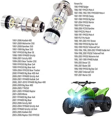 Czsmbt 2x H6 bijele 6000k LED Sijalice 100w farovi za Honda TRX 450R 450ER 450