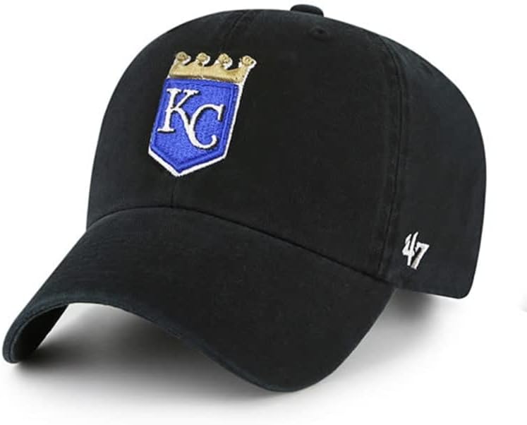 '47 Kansas City Royals Muški ženski čišćenje Podesivi navlaka Crni šešir sa logotipom tima