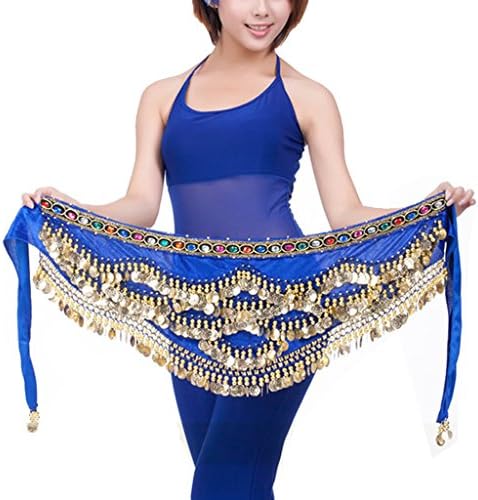 Ženski trokutani trbušni trbušni trbušni trbuh ploča zamotavaju suknju sa zlatnim novčićima tamnoplavim