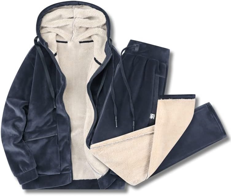 Topli trenerci Zimski muškarci postavljeni baršunasti dva komada set Winter Fleece Muške jakna + hlače