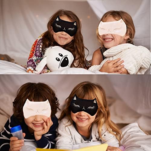 Mukveitn slatka mačka maska za spavanje za djecu, 2 pakovanja svilene presvlake za spavanje podesive maske