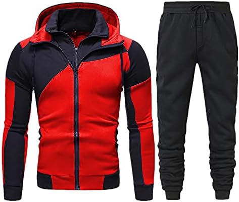 Egmoda Muška 2 komada atletske sportske kostisene s kapuljačom sa džepovima sa patentnim zatvaračem puni zip hoodie duks ležerno znoje
