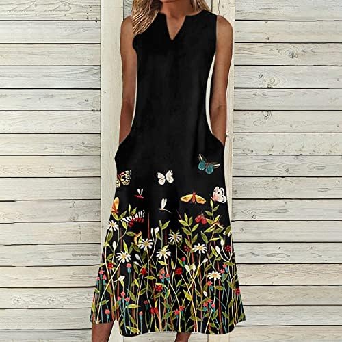 Ljetne haljine za žene 2023 bez rukava od tiskane pune / gležnjana duljina sa džepovima Materinstvo Maxi Sunčana haljina