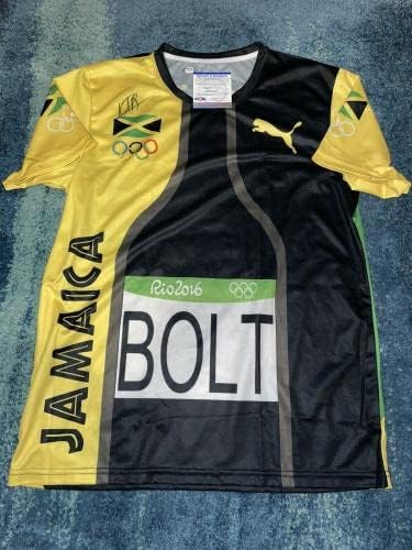Usain vijak potpisao na dresu za Olimpijske igre Puma Rio 8x zlatni Jamajka PSA / DNK # 7 - autogramirani olimpijski dresovi