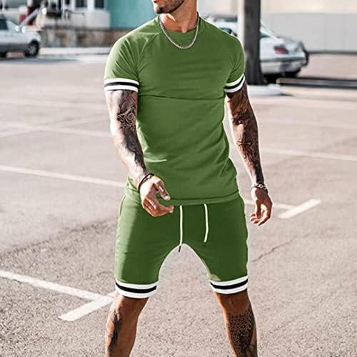 Ljetni patchwork 2 komada muške majice rukavska plaža i setovi kratke hlače Hlače Muška odijela i subjekti opskrbe muškim zelenim