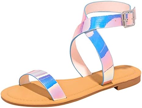 Ženske kaiševe za kopče Rainbow Sandale Open TOE Cross Sandales Udobne kopče Ležerne cipele