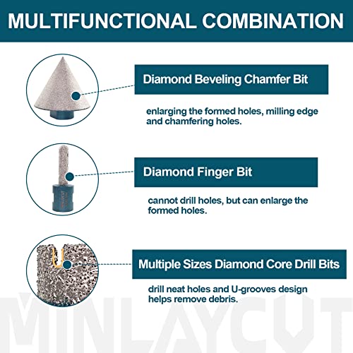 MINLAYCUT dijamantsko jezgro burgije Set-komplet za pilu za rupe 10kom 6/8/10/25/35/50 / 65mm sa 2 dijamantskim
