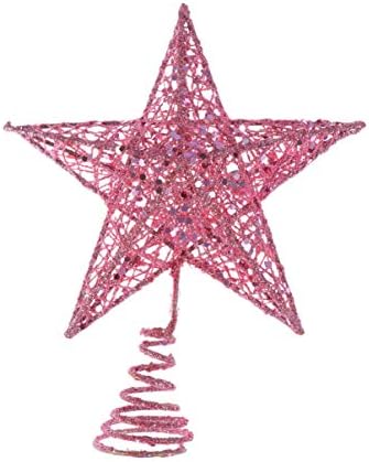 Amosfun Glitter Metal Christmas Gloy Željezni zvezda Topper blistavo božićno drvce Top zarobljeni ukrasi