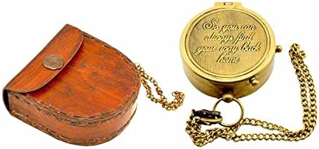 Vintage nautički džepni kompas starinski navigacijski mesingani kompas sa futrolom za kućni dekor