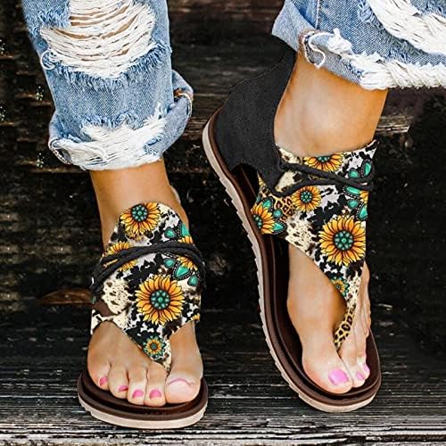 Kamemir sandale za žene Ljetna modna zvjezdana print ravne cipele retro flip flops zvezda ispisane ženske
