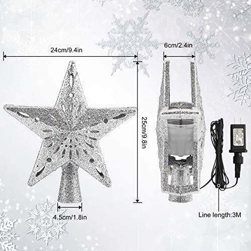 Bloomwin božićno stablo osvijetljen projektorom snježnim pahulom, LED rotirajuća šuplja snježna pahuljica,