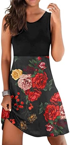 Dame haljine 2023 ljetni cvijet suncokret za ples ispis bez rukava midi haljina visokog struka casual haljina