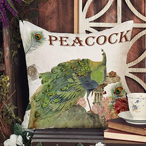 Vintage ljubičasta teal paun sa cvijećem jastuk za bacanje obojenog paunog dekora hidrongea jastuk na jastuku