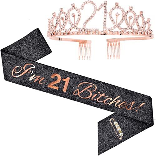 ZHBDPaty 21st Sash & Set tijare od kamenčića-21st Birthday Gifts birthday Sash & Crown potrepštine za zabave