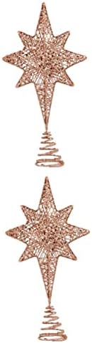 Amosfun 2 kom božićno stablo TOP ZVEZDARSKI ORNAMENT ORNAMENT BOŽIĆNA ZVEZDA Svjetlosni Xmas Dekoracija