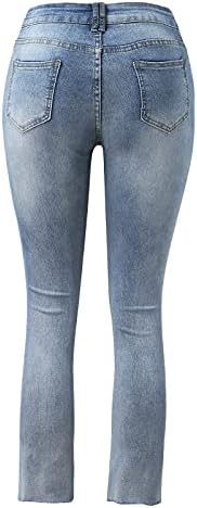 Lariau visoke traperice za žene za žene džep elastične čvrste tanke kapri su pantalone traper hlače