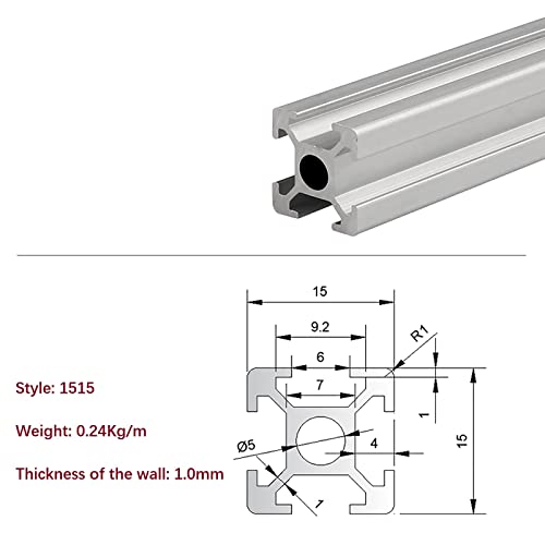 Mssoomm 10 pakovanje 1515 dužina profila ekstruzije aluminijuma 35,43 inča / 900 mm srebro, 15 x 15 mm 15