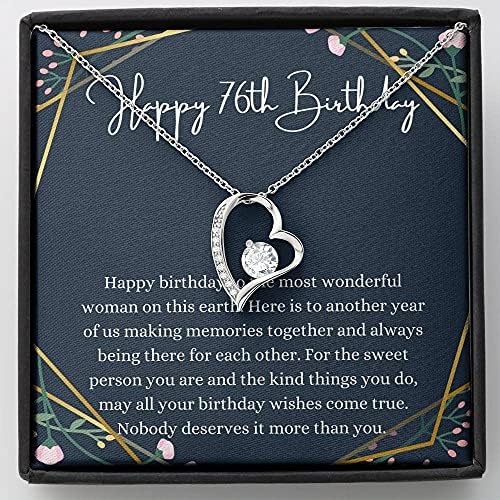 Nakit za poruke, ručno izrađena ogrlica - personalizirani poklon srca, sretan 76. rođendan ogrlica s porukama, poklon za 76. rođendan, 76 godina star rođendan, 76. rođendanski poklon