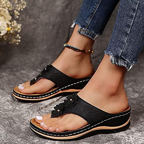 UQGHQO ravne sandale za žene, udobne sandale dame casual anketa ravne sandale Ljetna plaža Otvori nožni
