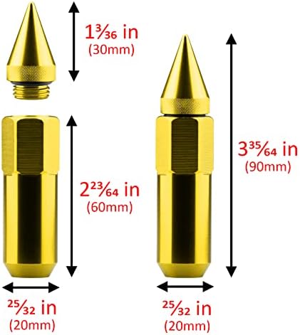 Zlato 20 kom M12x1. 25 matice sa šiljcima 60mm prošireni tjuner aluminijumski točkovi felge kapa WN03