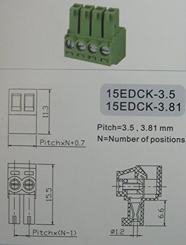 40 kom ravno-pinski 9pin/way Pitch 3.81 mm konektor za vijčani terminalni blok zelene boje priključni tip