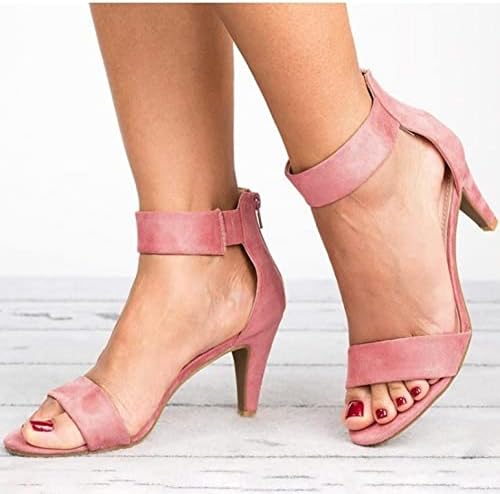 Aihou sandale za žene, ženske visoke pete Modni ljetni kvadrat Mid Heel gležnjeve sandale uredu ženske šiljaste