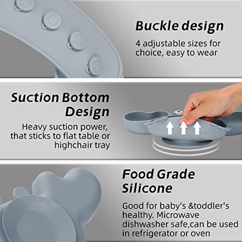 Baby Led Set za odvikavanje 8kom-Silikonski Set za hranjenje beba-bebi tanjir i činija sa usisnim štapićima