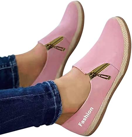 Ženska modna čvrsta boja okrugli nožni plitki patentni zatvarač sa cipelama u usta, cipele na cipele, ženske