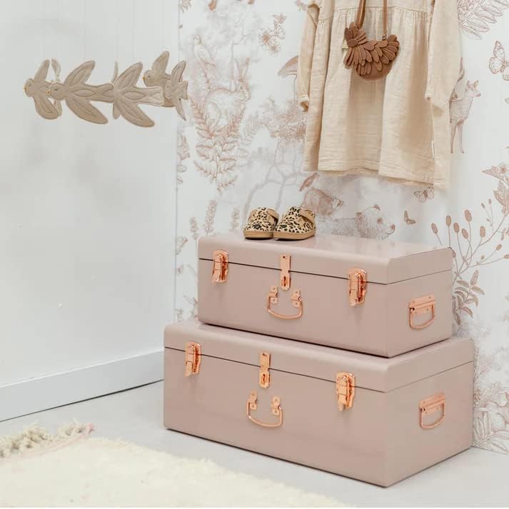 Allan & Coods - dekorativni metalni prtljažnik Set 2-vintage style Storage sa ručkama od ružičastog zlata & brave - Organizator za uštedu prostora dom spavaonica & amp; upotreba ureda