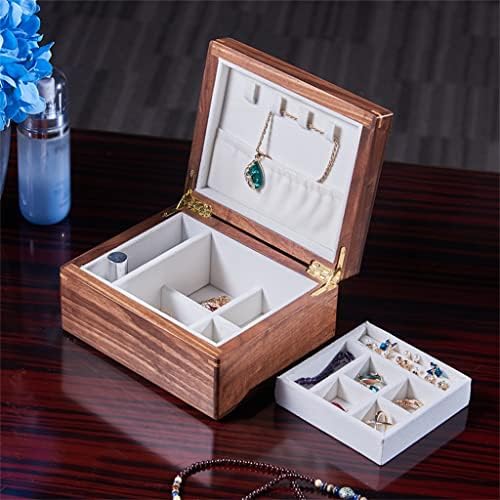 QUUL Walnut drveni uzorak nakit Organizator slučaj prsten ogrlica naušnice narukvica oprema za pohranu paket