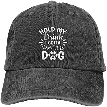 Yipaidel ženska drži moje piće moram maziti ovog psa opran traper šešir, Podesiva Vintage bejzbol kapa za