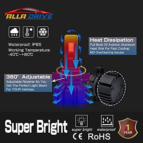 Alla Drive 6000 Lumens 5201 5202 LED farovi / svjetla za maglu / DRL, 6000K Xenon White, Xtreme Super Bright