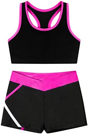 inhzoy Girl's Summer 2 Piece Outfits Crop Top and Workout Shorts Yoga Gymnastics Outfits Dancing Swimming