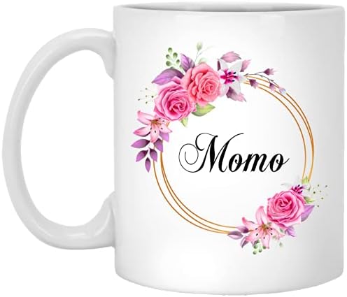 GavinsDesigns Momo cvijet novitet šolja za kafu poklon za Majčin dan - Momo ružičasto cvijeće na zlatnom