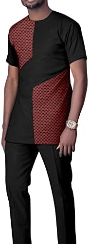 Muškarci Tracksoit Afrička odjeća kratki rukav ispisuje bluzu i hlače 2 komada set Dashiki Outfits
