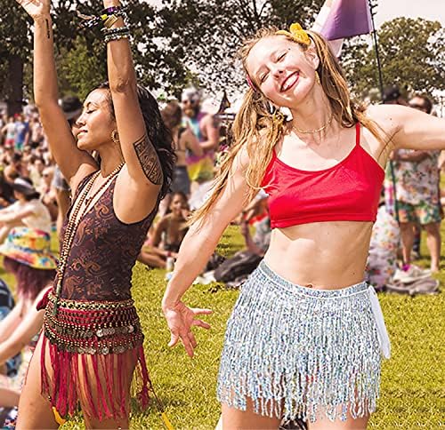 Trpučka plesna suknja Tassel Sequin Rave suknja Festival Outfit Trblje Dance Hop Scarf za žene