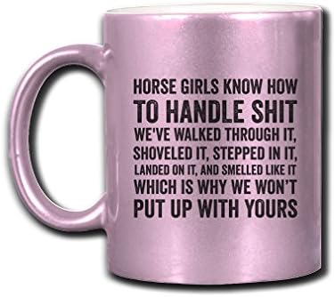 Konj Djevojke Znaju Kako Se Nositi S Sranjem Wev ... Funny Kafa Čaj Keramička Metalik Šolja Pink