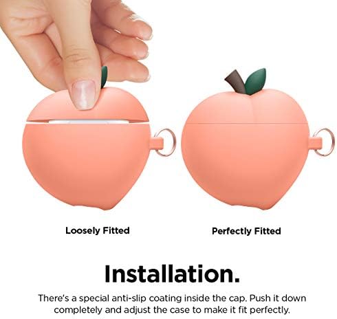 Prekrivač kućišta Elago Peach Airpods Kompatibilan sa Apple Airpods kućicom, 3D simpatični poklopac dizajna